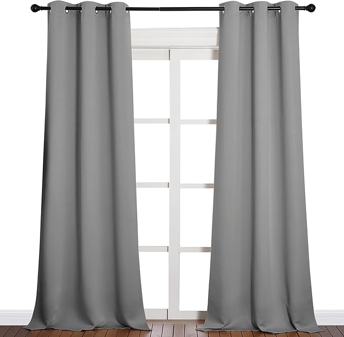 NICETOWN Thermal Insulated Blackout Curtains - Grommet Top Window Treatment Drapes for Hall (2 Panels, W42 x L90 inches, Silver Grey) - Image 2