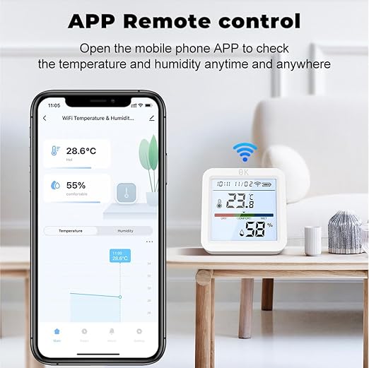 Zero Kelvin WiFi Smart Temperature & Humidity Sensor – App-Controlled Thermometer Hygrometer with Backlight & Smart Alerts - Image 7