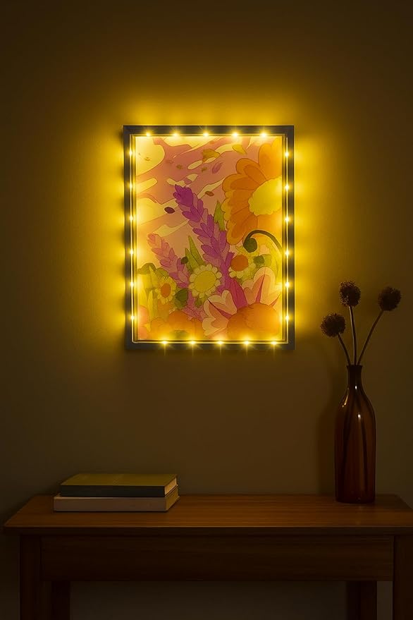 Shadow Box with LED Light Dried Flowers Collectible Shadow Frame Changeable Artwork Display & Storage Frame Wall-mounted & Tabletop (Blue) by LuxRound