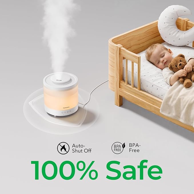 Homvana Small Humidifiers for Bedroom - 2 Packs 1.5L Cool Mist Top Fill Humidifier for Baby Nursery, Essential Oil Diffuser, 3 in 1 for Home Plants Offices and Grow Tents, 7 Color Lights, Ultrasonic - Image 5