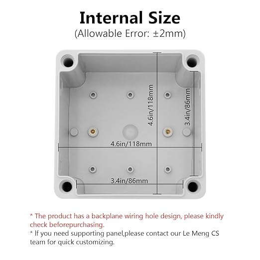 LeMotech Junction Box IP67 Waterproof Dustproof ABS Plastic Project Box for Electrical Outdoor Enclosure Gray 4.9 x 4.9 x 3 inch (125 x 125 x 75 mm),2 Pack - Image 3