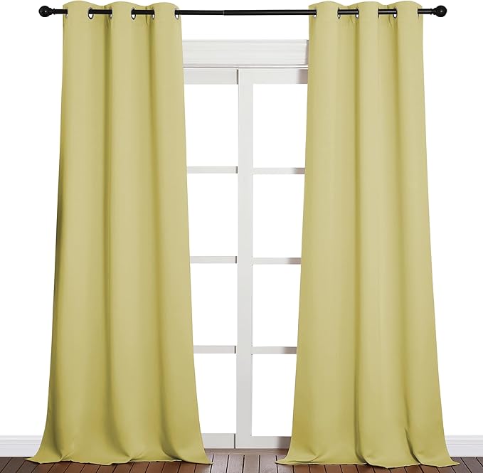 NICETOWN Patio Glass Door Blackout Curtains for Bedrooms & Living Room, Privacy Panel Drapes for Dining & Guest Rooms (Paler Yellow, 42" W x 95" L, 1 Pair) - Image 2