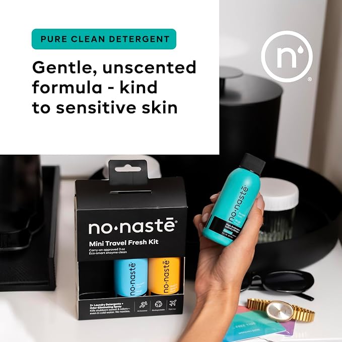 Nonaste Mini Travel Fresh Kit (3 Oz, Pack of 3) – TSA Approved Odor Eliminating Spray & Laundry Detergent Set Zen Fresh + Pure Clean – On-the-Go Odor Control for Travel, Gym & Outdoor Activities - Image 4