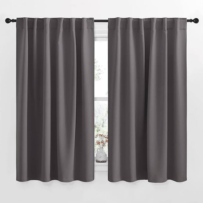 NICETOWN Blackout Curtain Panels for Living Room - (Grey Color) 52x63 Inch, 2 Panels Set, Room Darkening Blackout Drapes for Window by NICETOWN
