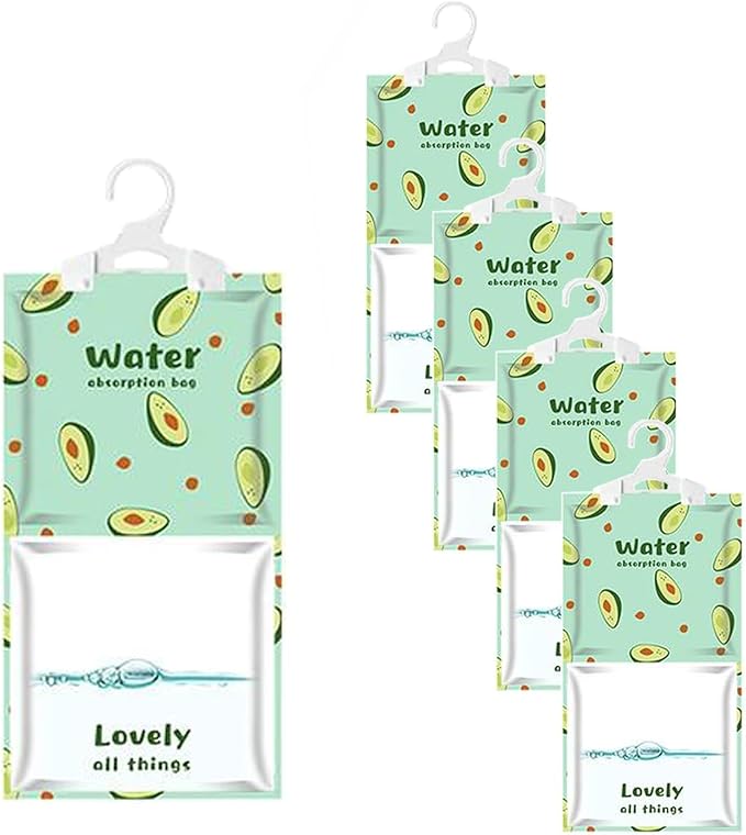 Hanging Moisture Absorber,Hanging Dehumidifier Bags for Closet,Bedroom and Kitchen,Fragrance Free-5 Packs,Moisture Absorb(Avocado) by Unknown