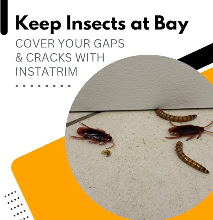 InstaTrim Bug Barrier Sealant for Gaps and Cracks, Self-Adhesive to Keep Out Bugs, Insects, Dust, and Moisture, 3/4 Inch Wide, 10 Feet, White - Image 2