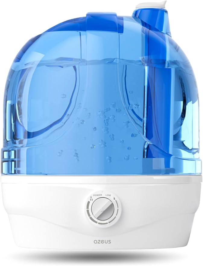 AZEUS 2.8L Large Capacity Ultrasonic Cool Mist Humidifier - Powerful Moisture Control for Comfortable Spaces, Lasts up to 30 Hours, Auto Shut-Off (BPA-Free) by AZEUS