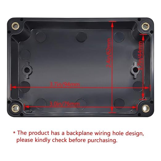 LeMotech Junction Box IP65 Waterproof Project Box Dustproof ABS Plastic Electrical Boxes Universal Enclosure for Electronic Black 3.93x 2.68x 1.97 inch (100 x 68 x 50 mm)(Pack of 1) - Image 2
