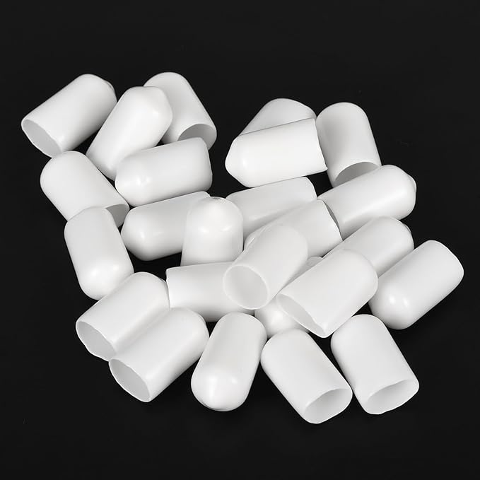 uxcell 20pcs Rubber End Caps 8.5mm ID Vinyl Round End Cap Cover Screw Thread Protectors White - Image 4