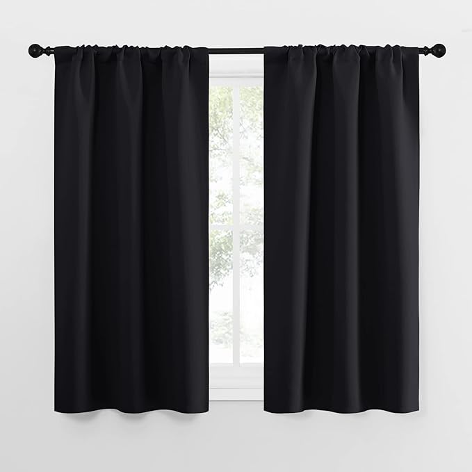 NICETOWN Black Out Curtain Panels for Kitchen - Energy Smart Decoration Thermal Insulating Blackout Drapes/Draperies for Small Window (2 Panels, 34 in x 54 in (W x L)) by NICETOWN