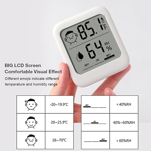 Digital Thermometer and Hygrometer with Comfort Face Display, Hygrometer, Stand, Magnet, Hanging, Simple, Infectious Disease Prevention, Heat Stroke Prevention (Simple, No Clock) - Image 3