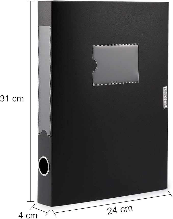 A4 Storage File Boxes Plastic Archives Cases with Lid, File Folder Organizer Document Filing Box for Office, Letter Size Paper,31×4×24 cm, Black(Pack of 4) - Image 3