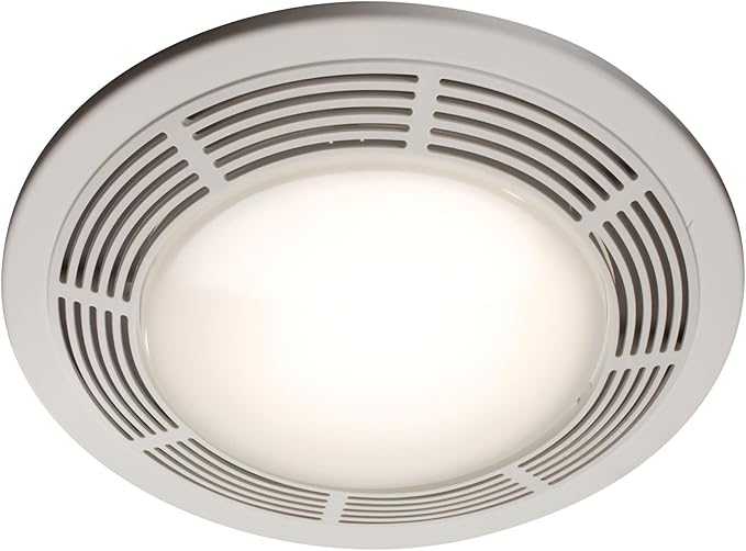 Broan-NuTone 750 Round Fan and Light Combo for Bathroom and Home, White Grille with Glass Lens, 100-Watts, 3.5 Sones, 100 CFM by Broan-NuTone