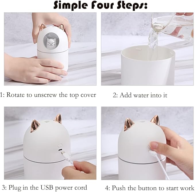 Portable 300ml Mini Cool Mist Humidifier With Night Light, USB Auto Shut-Off, Ultra-Quiet, 2 Spray Modes for Home Office Travel (Green) - Image 6