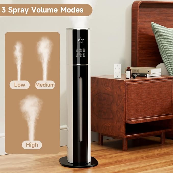 2.4Gal/9L Top Fill Quiet Ultrasonic Humidifier for Large Room Bedroom, Cool Mist Humidifier with Remote, Auto Humidity Control, 3 Speed Modes, 48H Runtime, Indoor Baby Pet Plant Friendly - Image 5