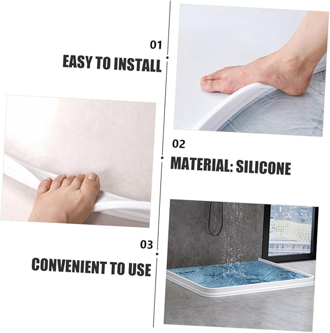 1m Bendable Water Retaining Strip for Shower and Bathroom Self-Adhesive Baffle Flexible Silicone Water Barrier for Dry and Wet Separation Easy to Clean - Image 8