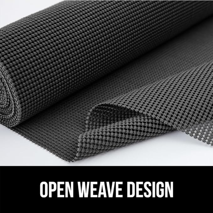 GORILLA GRIP powerGRIP Drawer Shelf and Cabinet Liner, Thick Strong Hold, Non-Adhesive Liners Protect Kitchen Cabinets and Cupboard, Bathroom Drawers, Easy Install, Breathable Mat, 12" x10', Charcoal - Image 7