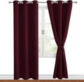 Hiasan Blackout Curtains for Bedroom, 38 x 84 Inches Long - Thermal Insulated & Light Blocking Window Curtains for Living Room Christmas Decor, 2 Drape Panels Sewn with Tiebacks, Burgundy by Hiasan