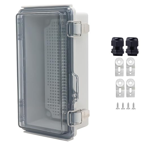 Waterproof Junction Box, ABS Plastic Electrical Box with Stainless Steel Latch, Hinged Cover Electric Project Enclosure Box with Mounting Plate, Wall Brackets & Cable Gland 7.9"x3.9"x2.8" by LuSumtly