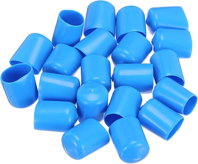 uxcell 20pcs Rubber End Caps 19mm(3/4") ID Vinyl PVC Round Tube Bolt Cap Cover Screw Thread Protectors,Light Blue - Image 4