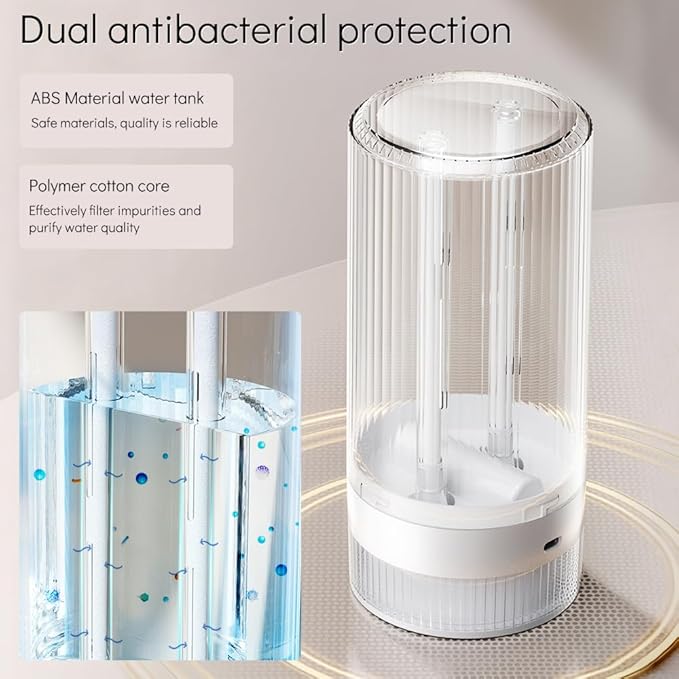 HomeBeyond Portable Mist Humidifier for Bedroom, 1.1L USB Charging and Plug-In Dual-Use, 28dB Quiet Dual Nozzle Air Humidifier for Home Baby Nursery & Plants, 8H Auto Shut-off and Warm Night Light - Image 7