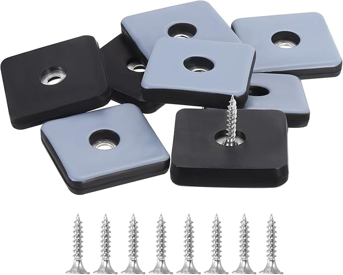 uxcell 8 Pcs Furniture Slider Pads, 1.57x1.57 Inch(40x40mm) PTFE Square Screw-on Furniture Glides Sliders with Screw, Chair Leg Floor Protectors for Carpet Hardwood Floors, Blue by uxcell