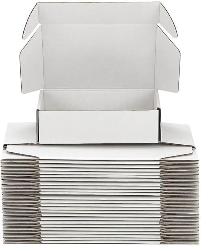 Small Shipping Boxes 6x6x3 Inch (25 Pack) - Sturdy White Corrugated Cardboard Boxes for Small Business, Ecommerce, Mailing & Packaging | Recyclable Gift & Storage Boxes by DUZCLI