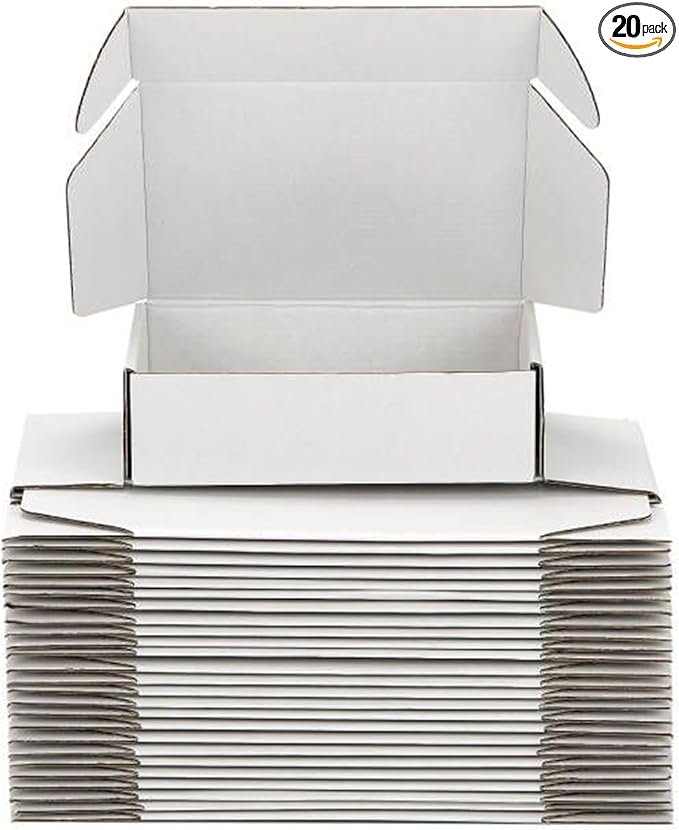 Small Shipping Boxes 10x8x3 Inch (25 Pack) - Sturdy White Corrugated Cardboard Boxes for Small Business, Ecommerce, Mailing & Packaging | Recyclable Gift & Storage Boxes by DUZCLI