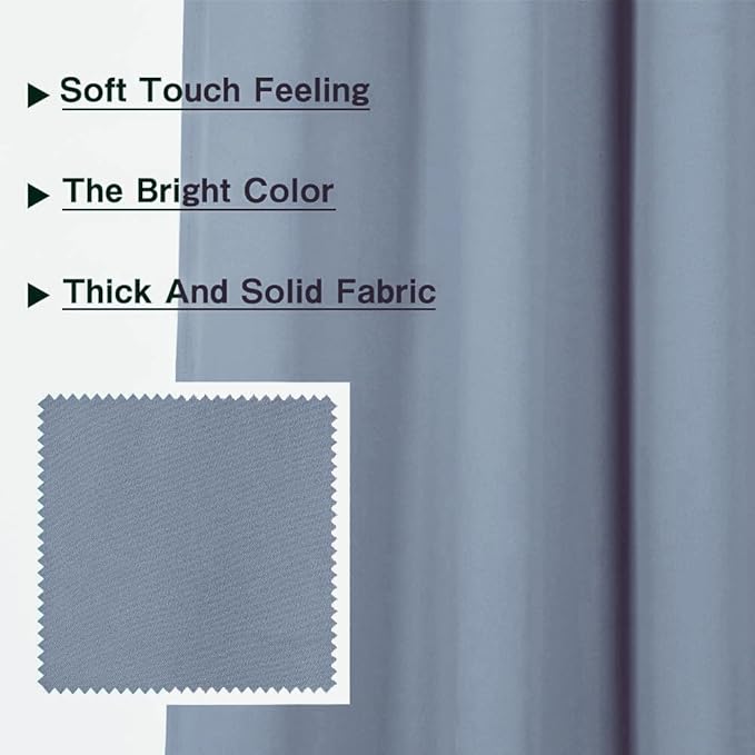 MYSKY HOME Dusty Blue Closet Curtains for Doorway 84 Inch Long Blackout Door Curtain for Living Room Grommet Room Darkening Curtain for Bedroom Thermal Insulated Curtain 1 Curtain Panel, 42 x 84 Inch - Image 3