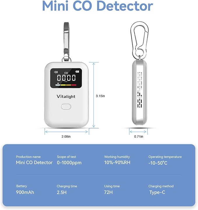Carbon Monoxide Detector,Mini CO Detector for Travel, Air Quality Monitor,Stylish and Lightweight CO Monitor for Home Indoor/Outdoor - Image 3