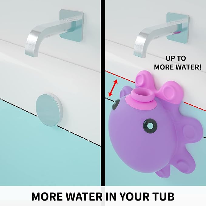 Bathtub Overflow Drain Cover - Tub Overflow Drain Cover, Soak Bath, Spa Accessories - Adds Inches of Water for Deeper Bath (Silicone, Hot Pink) - Image 4
