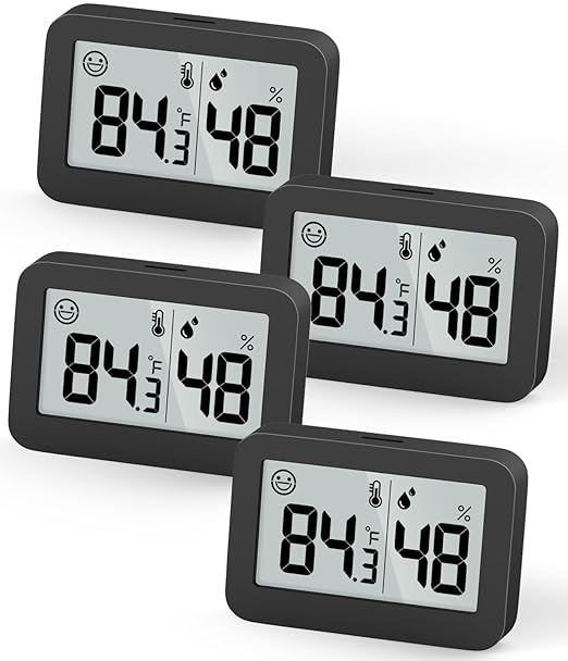 DOOMAY Mini Hygrometer Indoor Thermometer, Humidity Gauge with ℃/℉ Switch, Humidity Meter Digital Temperature Monitor for Greenhouse Babyroom Cellar Reptile Incubator Closet (4) by DOOMAY