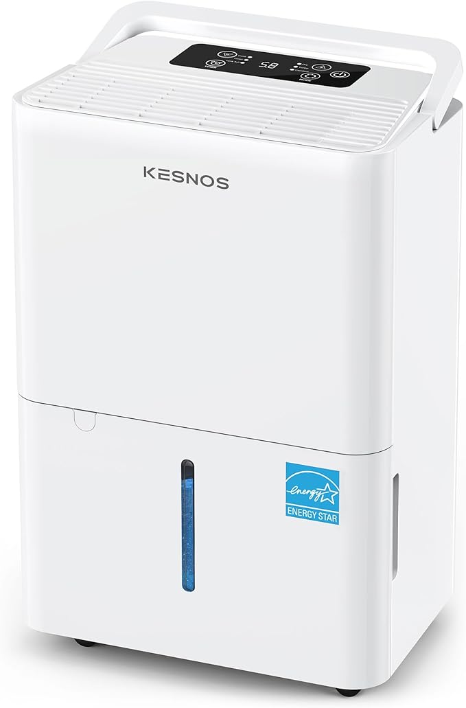 Kesnos 2,500 Sq. Ft. Energy Star 2025 Dehumidifier for Home & Basement, Ideal for Bedroom with Ultra Quiet 36 dB, 0.39-Gallon Water Tank with Drain Hose, 4 Pre-Set Modes, Auto Defrost, Timer by KESNOS