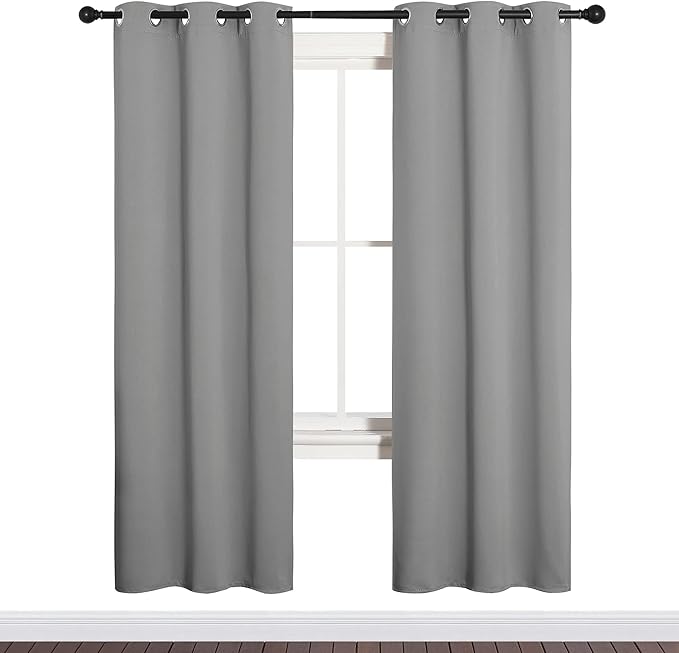 NICETOWN Silver Grey Blackout Curtain Panels for Bedroom, Thermal Insulated Grommet Top Blackout Draperies and Drapes for Basement (2 Panels, W34 x L72-inch) - Image 2