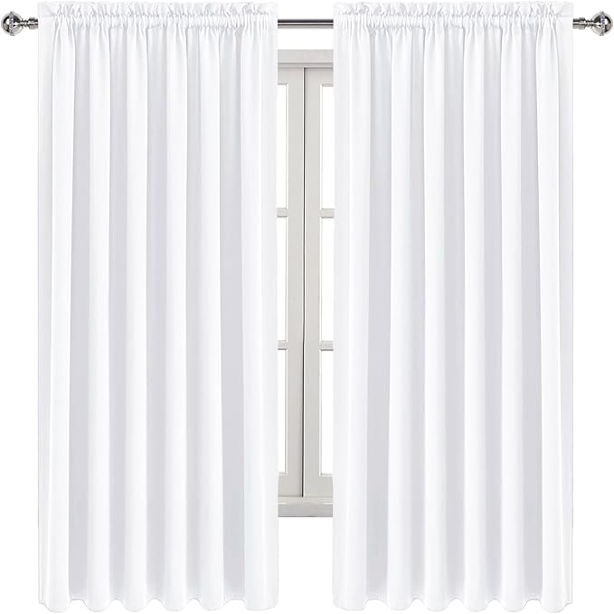 DWCN White Curtains for Living Room Thermal Insulated, 50% Light Blocking Curtains for Bedroom, Dining Room Window, W 70x L 72 Inch, Set of 2 Rod Pocket Curtain Panels - Image 8