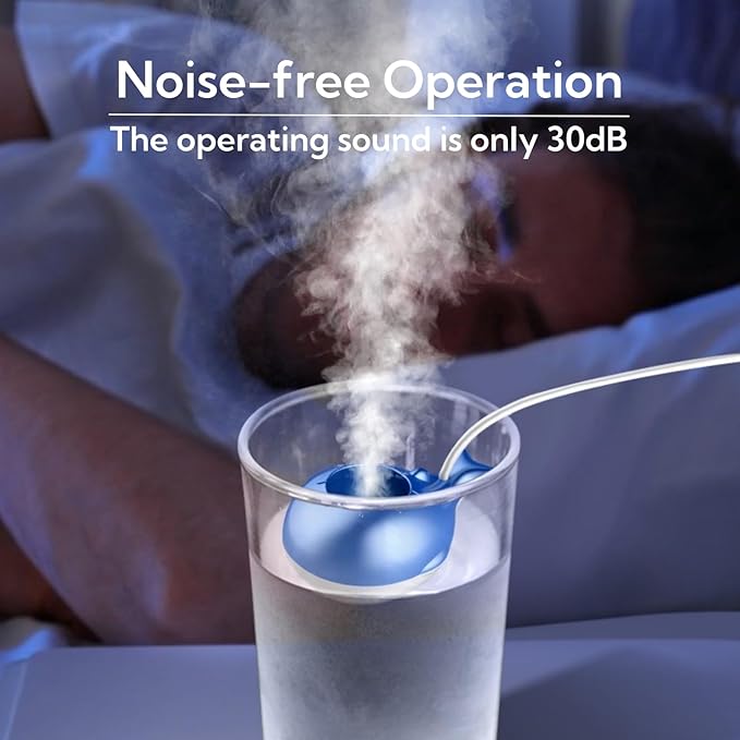 Portable Small Humidifier Dual Nozzle - Large Cool Mist Humidifiers Double Spray Ports, Water Shortage Protection, Ultra-Quiet, Mini Humidifier for Bedroom Plants Office Car Travel (Whale Tankless) - Image 5