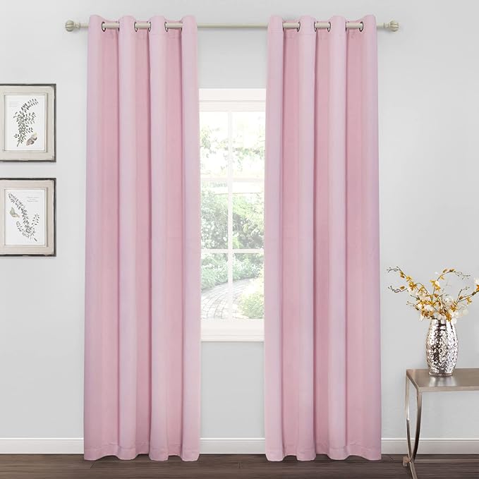 MYSKY HOME Blackout Curtains for Bedroom, Grommet Room Darkening Curtains, Amazing Triple Weave Thermal Insulated Curtains, Set of 1 Curtain Panel ( 52 x 95 Inch, Pink ) by MYSKYHOME