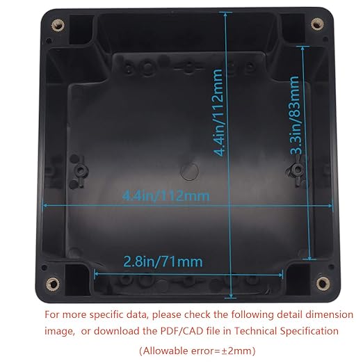 Junction Box, Zulkit Project Box IP65 Waterproof Outdoor Box ABS Plastic Electrical Boxes Electronic Enclosure Black4.7 x 4.7 x 3.5 inch(120 x 120 x 90 mm)(Pack of 2) - Image 5