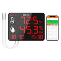 Elitech Bluetooth Hygrometer Thermometer Reusable Temperature Recorder Data Logger with Large Screen Data Storage Export, DR-230-THDE with Dual External Temperature and Humidity Sensor by Elitech