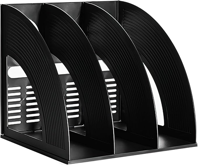 Marte Vanci Magazine File Holder Book Desktop Organizer Plastic Storage Sturdy Vertical 3 Section Folder Black by MarteVanci