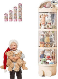 Rotating Toy Storage Tower, 2025 New Tube Storage for Stuffed Animals with Lights, Tube Storage Container with Zipper, Transparent Round Flip Organizer for Plush Toys (White-without light, 51.2in) by Unknown