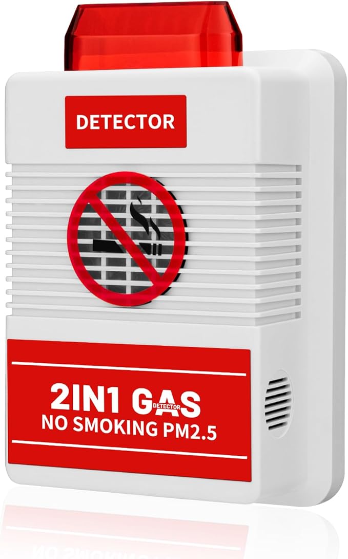 2-in-1 Smart Air Quality Monitor with Remote Control - Cigarette Smoking & PM2.5 Detector for Office/Public Spaces, Voice Alert System & Real-Time Environmental Monitoring by WGRLIT