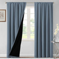 H.VERSAILTEX 100% Blackout Curtains for Bedroom Thermal Insulated Curtains & Drapes Blackout Curtains 84 Inches Long Rod Pocket Curtains for Living Room with Black Liner 2 Panels Set, Stone Blue by HVERSAILTEX