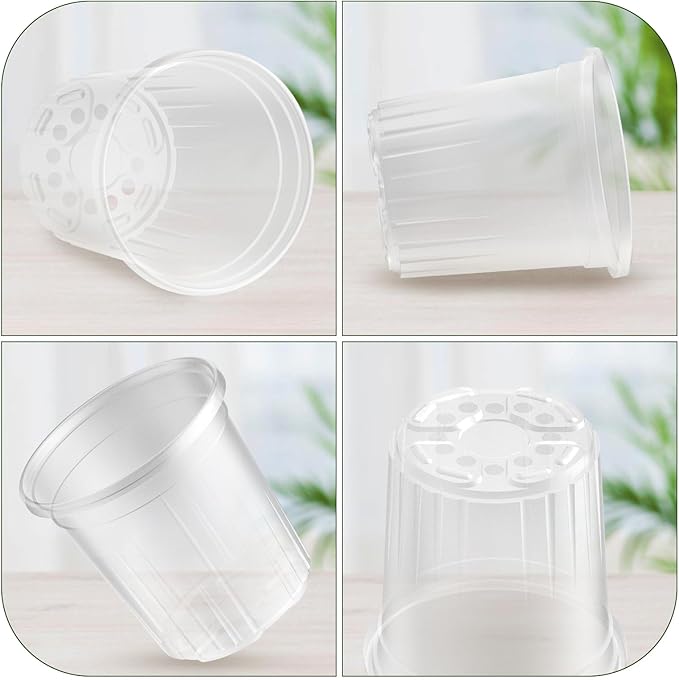30 Packs 1 Gallon Reinforced Clear Nursery Pots with Drainage Holes, 7 Inch Transparent Plastic Plant Pot Seedling Planter for Vegetable Propagation, Root Cutting, Seed Starting - Image 5