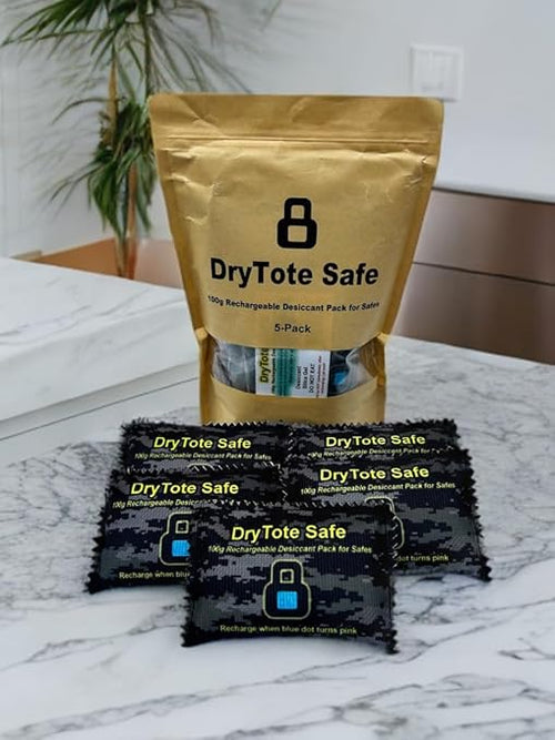 100g Rechargeable Desiccant Pack of 5 - Moisture Absorbing Bag - Silica Gel Desiccant Dehumidifier for Safes - Image 2