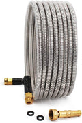 Cesun Ultra-Sturdy 25ft Metal Garden Hose - 304 Stainless Steel, Flexible & Kink-Free, UV Resistant, All-Weather, Includes High-Pressure Brass Nozzle - Ideal for Home & Outdoor Use by Cesun