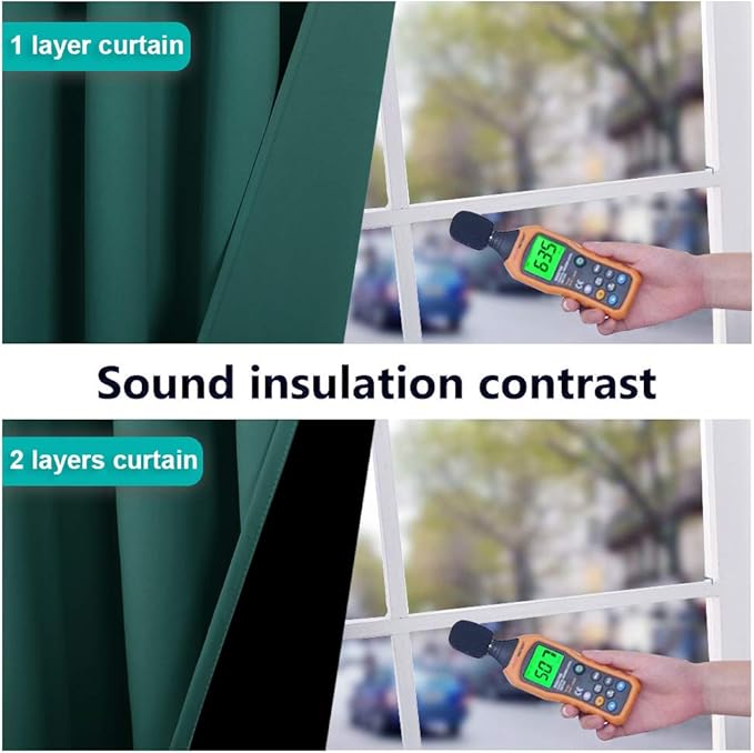 NICETOWN 100% Blackout Curtain with Black Liner, Thermal Insulated 2-Layer Lined Drape, Room Cooling Small Window Drapery for Dining Room (Hunter Green, 1 Panel, 52 inches W by 54 inches L) - Image 3