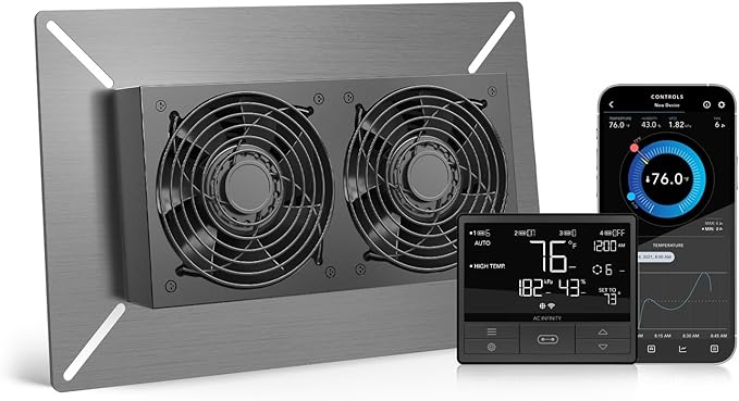 AC Infinity AIRTITAN T7, Ventilation Exhaust Fan 12" with WiFi Temperature Humidity Controller, EC Motor for Crawl Spaces, Basements, and Garages by ACInfinity