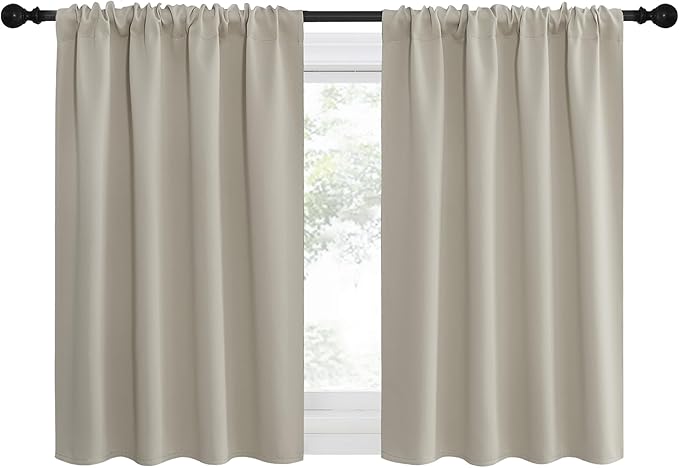 NICETOWN 2 Panels Blackout Curtains, Rod Pocket Thermal Insulated Drapes for Kitchen, Heavy Duty Small Window Treatment for Dorm Room, Studio Apartment, Basement (Natural, W42 x L30) - Image 4
