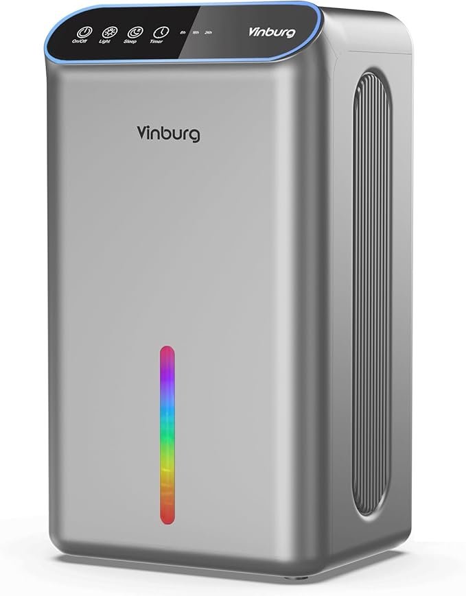 Dehumidifier for Basement (85 OZ, 800 sq ft) Quiet Dehumidifiers for Home, Auto Shut-Off, Sleep Mode, 3 Gear Timer(8H,16H,24H), Small Dehumidifier for Bedroom, Bathroom with Drain Hose (Deep Sliver) by Unknown